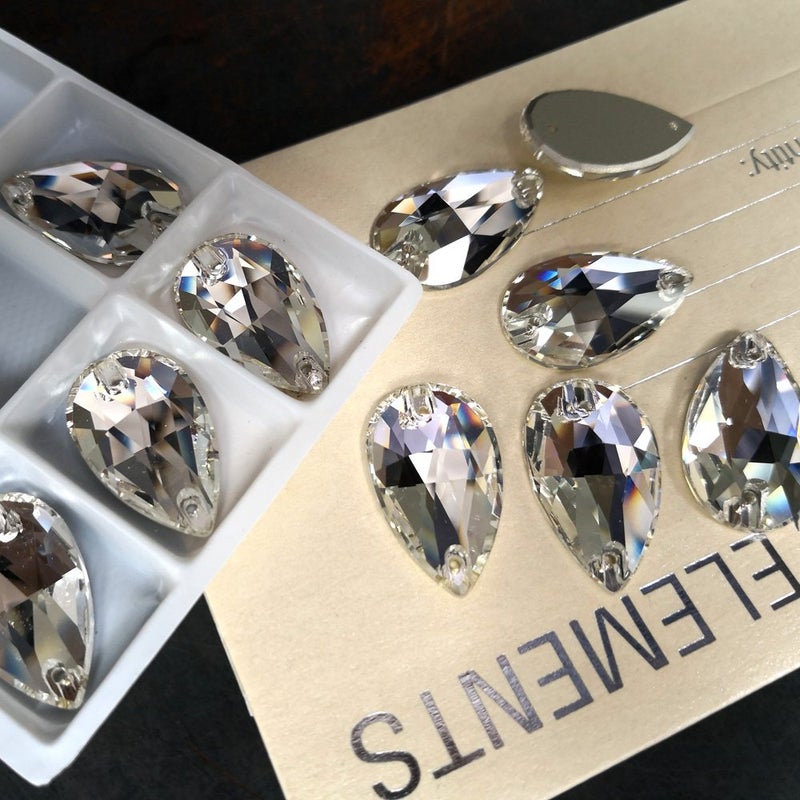 Pawkyjar Teardrop Crystal Sew On Rhinestones Flatback Rhinestones for Clothes Crafts Sewing Beads Decorations K9 Glass(7x12mm 72pcs) - Image 3